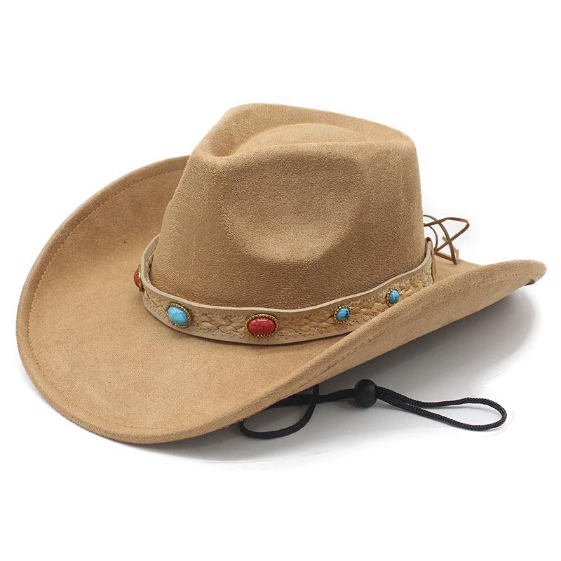 JYL TS DIY Tibetan Cowboy Hat Unisex Ethnic Western Curved Brim Felt Hat
