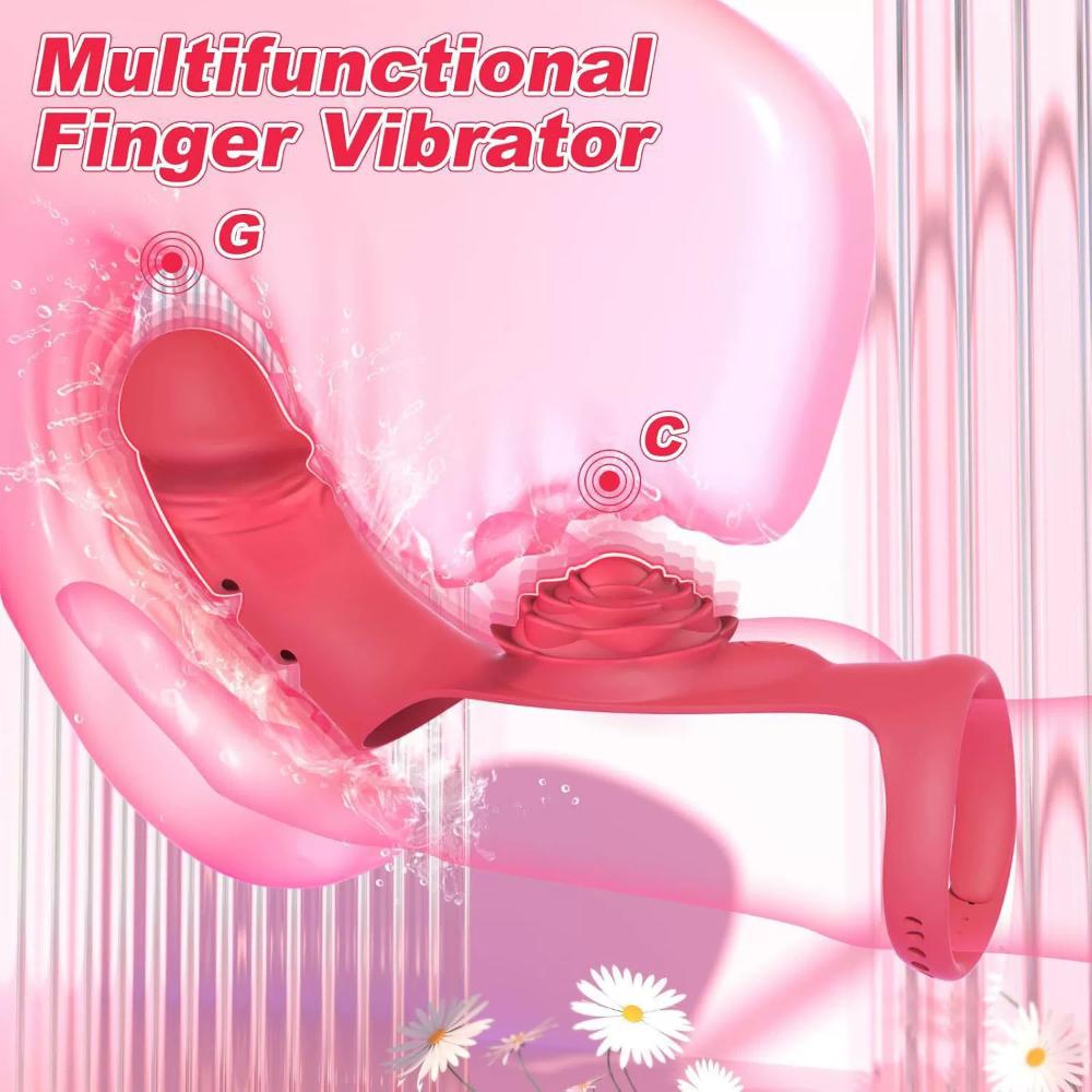 Rose-Shaped G-Spot Vibrator - Realistic Tongue & Finger Massager for Women, Clit Stimulator with 9 Vibration Modes, Adult Sex Toy