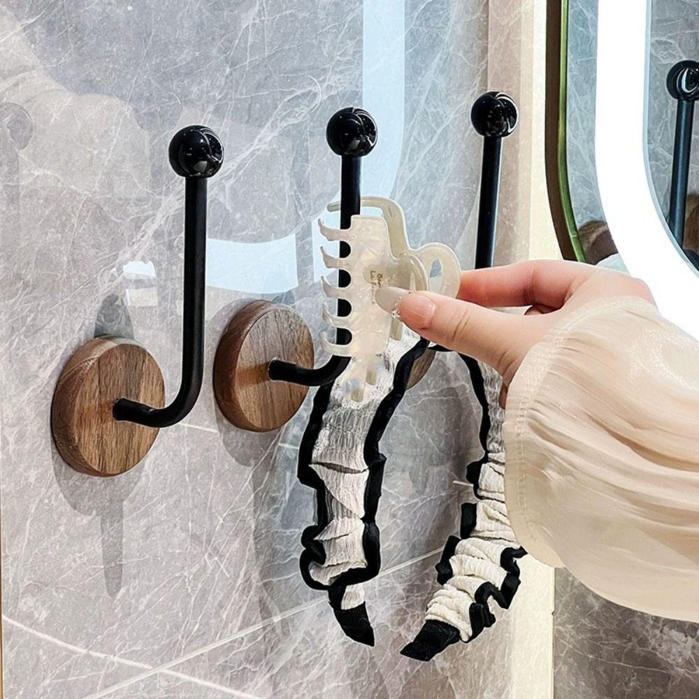 Traceless Walnut Curtain Hook Log Binding Tape Holder Coat Hanger Decorative Hook  Living Room
