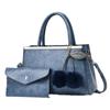 Einfache Elegante Damenhandtasche und Geldbörsen Neue Große Kapazität Fellbommel Anhänger Schultertasche High End Damen Umhängetaschen