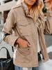 Women's Military Utility Anorak Jacket Zip Up Snap Button Parka Coat with Pockets