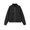 Womens Vintage Zip Denim Jacket Casual Pilot Baseball Coat Loose Fit Streetwear