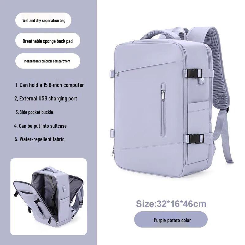 Men's Large Capacity Travel Backpack with Wet/Dry Separation, Cabin-Size Business Computer Backpack