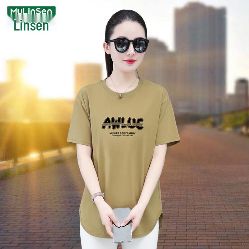 MULINSEN Women s Letter Print Short Sleeve T-Shirt L