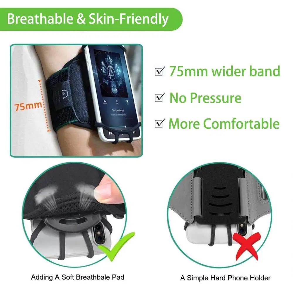 Wristband Phone Holder 180°Rotatable Universal Sports Wristband for iPhone Running Armband for Samsung For OPPO Hiking Biking 6