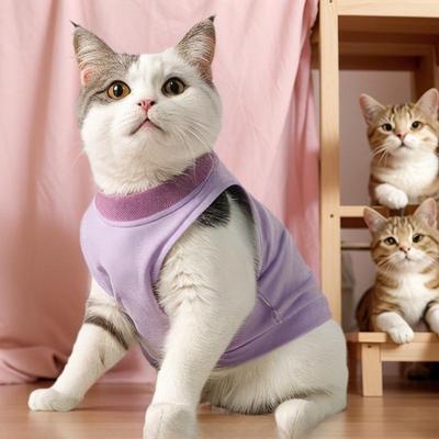 2PCS Soft Breathable Cat Recovery Jumpsuit Anti Licking Pet Vest Clothing After Surgery for Cats Puppy Post Operative Wear