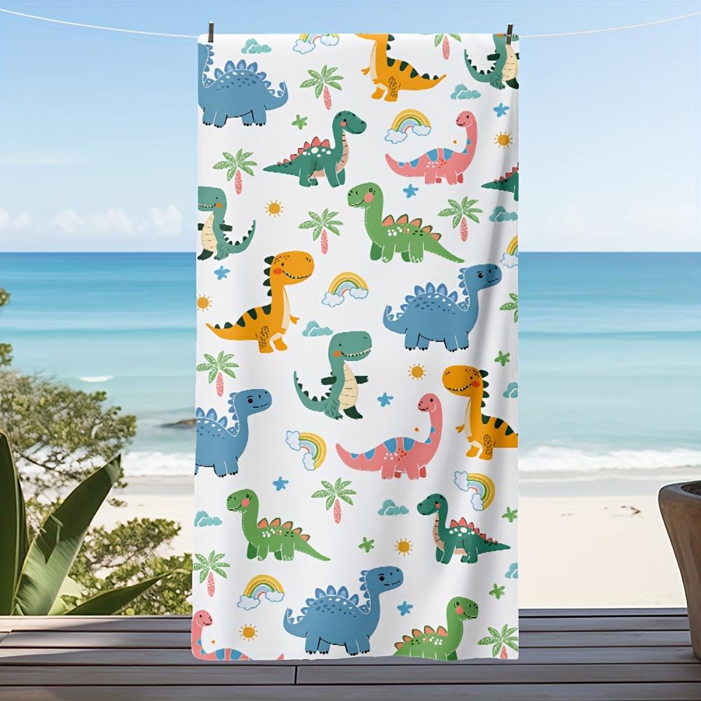 

Cartoon Dinosaur Beach Towel, Microfiber Quick Dry Lightweight Soft Absorbent for Adults Teens Travel Swim Camping Pool W30*H60(CM)