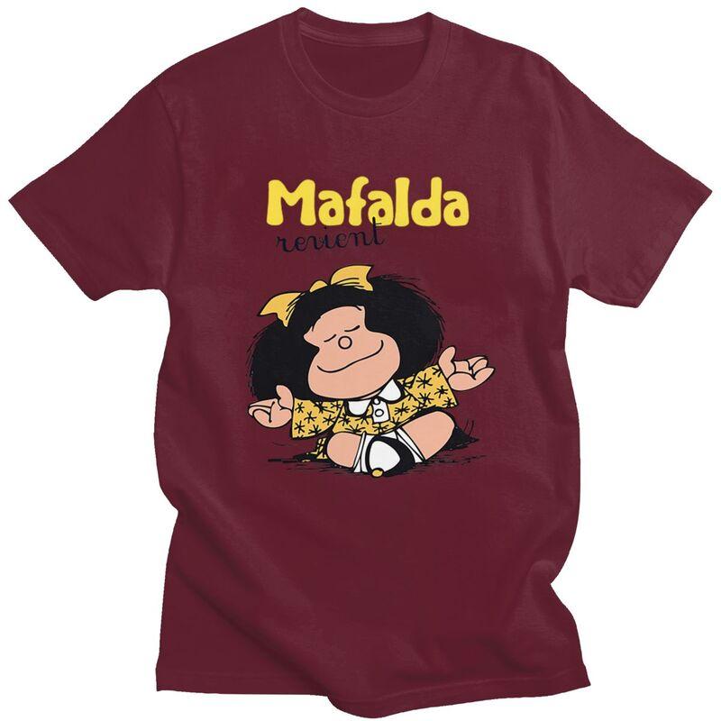 Custom Quino Comic Cartoon Mafalda T Shirts for Men 100 Cotton Tee Tops Tshirts Short Sleeve Casual Tshirt Clothes