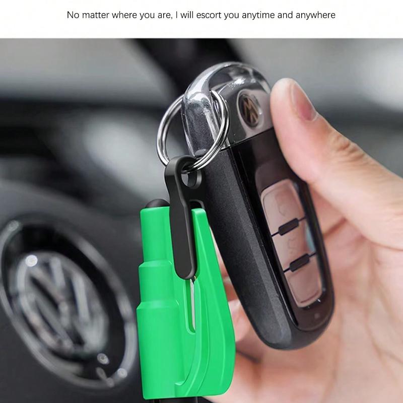 1pc Multifunction Mini Hammer with Spring Window Breaker and Keychain for Car, Cut Seat Belt, Portable