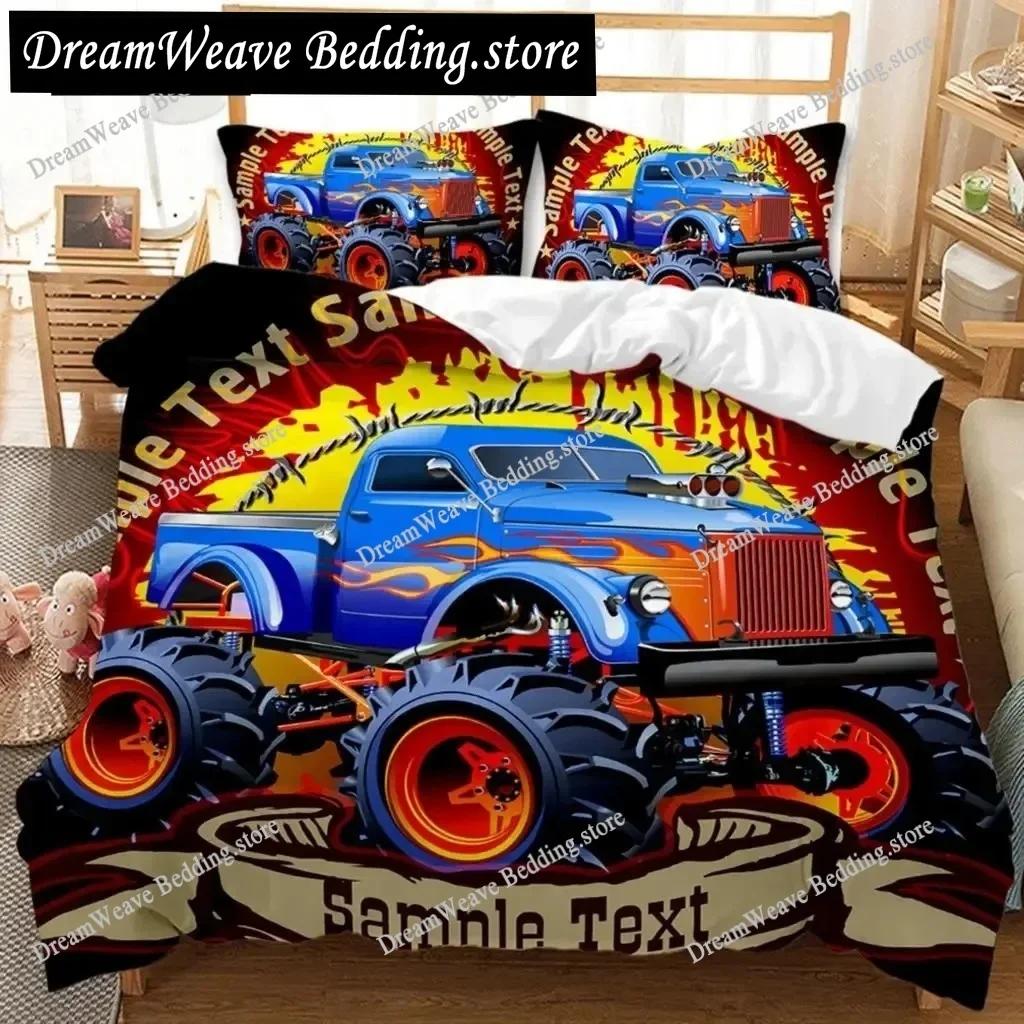 Engineering Vehicle Duvet Cover Set Engineering Vehicle Pickup Truck Off Road Vehicle Polyester Bedding Set Double Queen King741