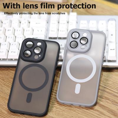 Matte Stoßstange Stoßfest für Magsafe Fall für IPhone 16 Pro Max 15 14 Plus 13 12 11 Klar Drahtlose Aufladen Magnetische mit Kamera Film Transluzenten Abdeckung