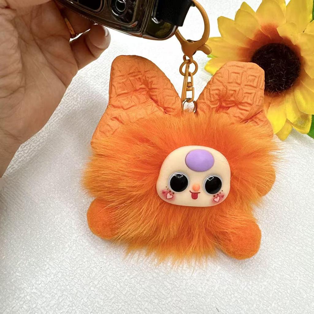 Adorable Fox Fur Pom-Pom Elf Doll Keychain Pendant