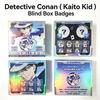 Detective Conan Kaito Kid AR 3D Embossed Cold Stamping Double Flash Blind Box Badges, 75mm Anime Character Pins with Mystery Gift