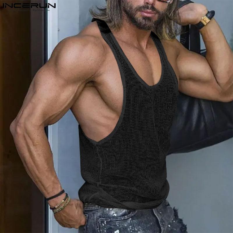 

INCERUN Летний мужской тренажерный зал Повседневный сетчатый ажурный жилет без рукавов