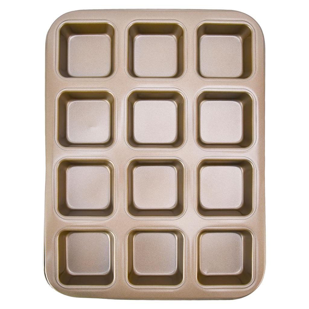 Mini Loaf Baking Pans 12 Cavity Brownie Baking Pan Carbon Steel Muffin Bakeware Cupcake Bread Divider Mold