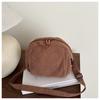 Urban Minimalist Corduroy Small Shoulder Bag With Zipper Closure For Daily Use