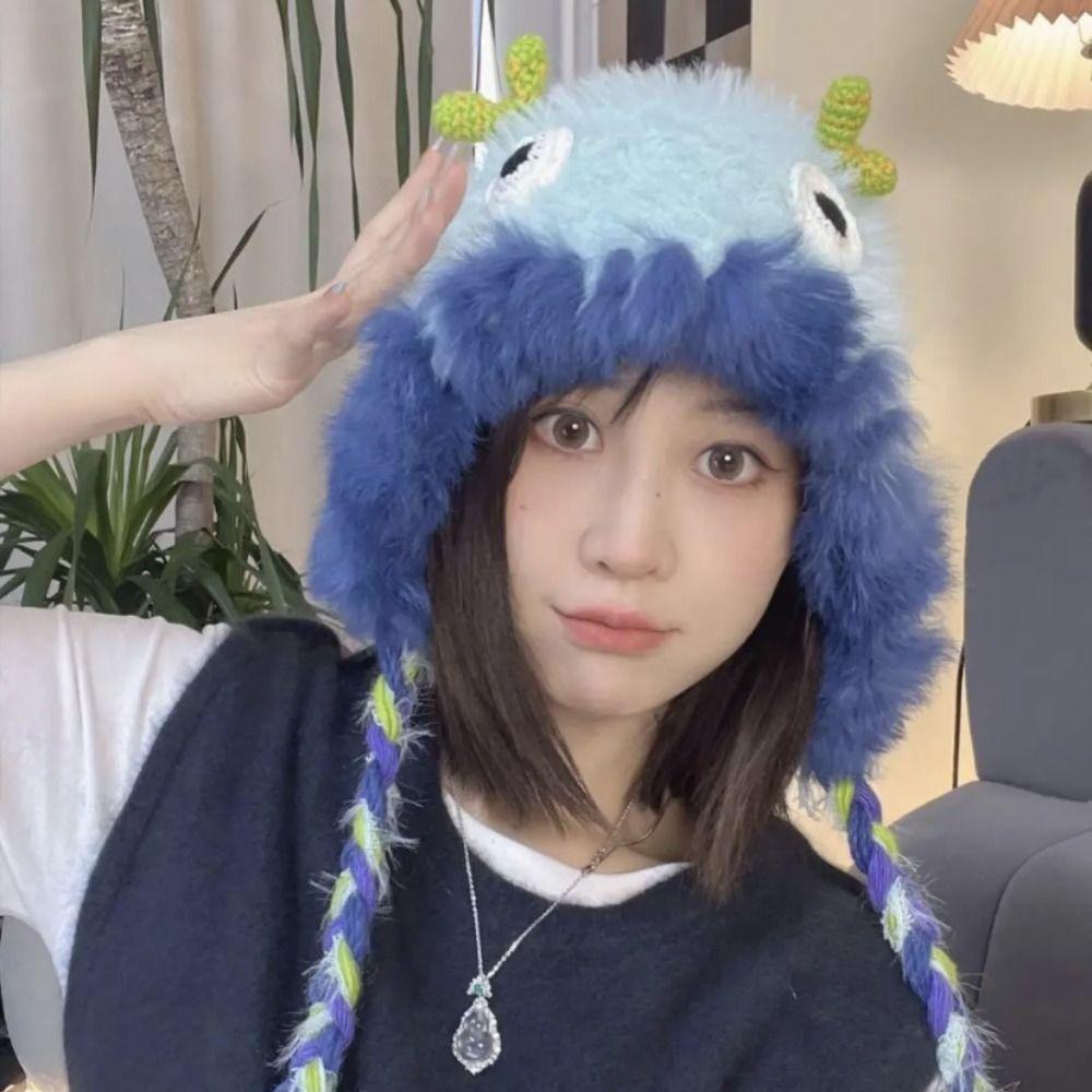 Thickened Kawaii Funny Hat Cloth Accessories Ear Protection Hat Outdoor Cartoon Plush Hat  Girls