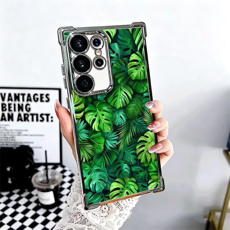 Summer Plants Green Leaf Soft Phone Case For Samsung Galaxy S26 Ultra S25 Edge S24 FE S23 Plus S22 S21 + S20 Plating Anti-Fall F