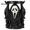 Dark Aesthetic Candle Base Halloween Grim Reaper Holder, Spooky Screaming Ghost Candlestick Tealight Unique Holiday Gift Table Centerpiece for Indoor