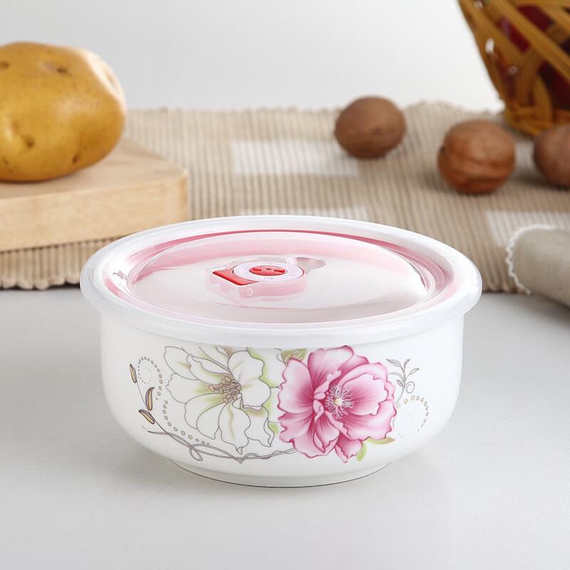 ZISIZ Zestaw Ceramicznych Pojemników na Żywność z Motywem Kwiatowym - 3 sztuki