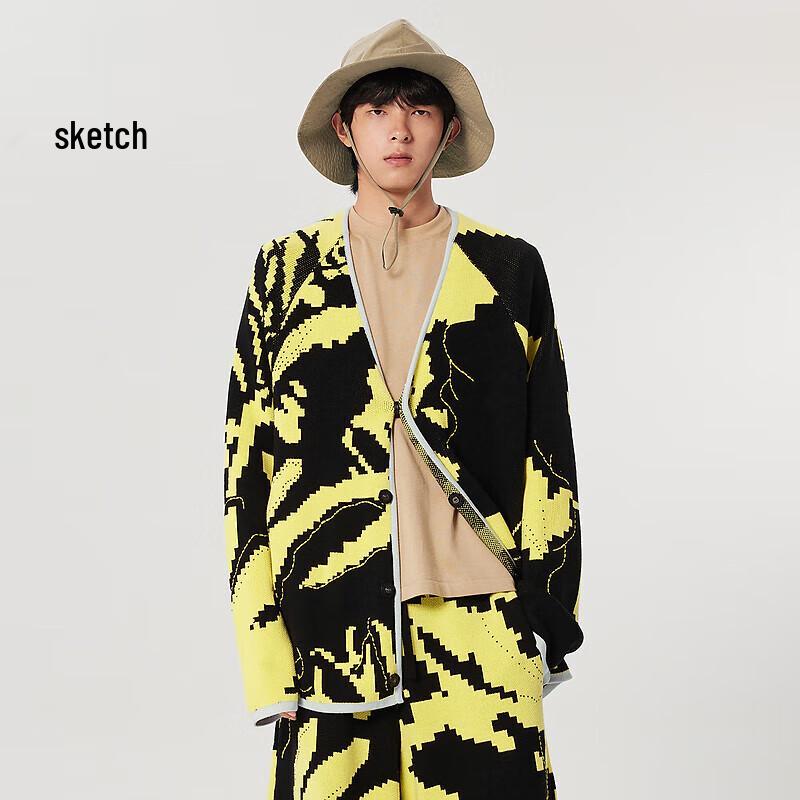 

CROQUIS Мужской 2023 Весенний Стильный Кардиган с V-образным вырезом и пэчворком L