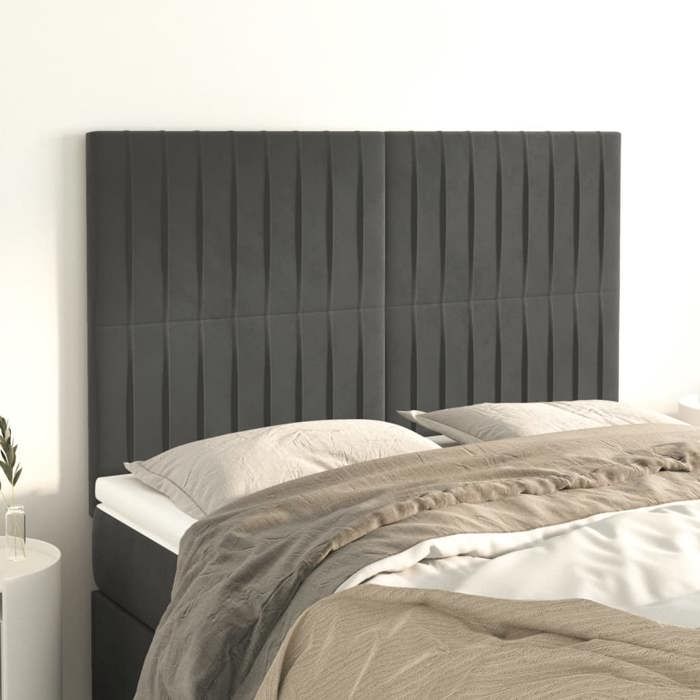 Maison Exclusive - Tête de lit Gris foncé 144 x 5 x 118/128 cm Velours
