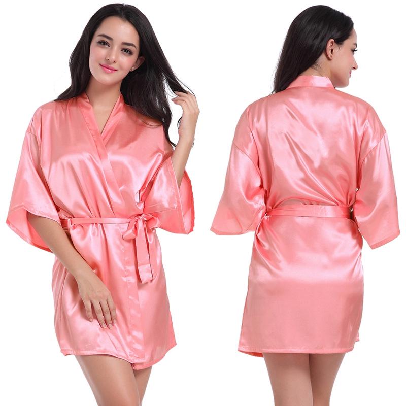 Women's Satin Twist Short Bathrobe - Glossy, Solid Color, Summer Thin, Sexy Cardigan