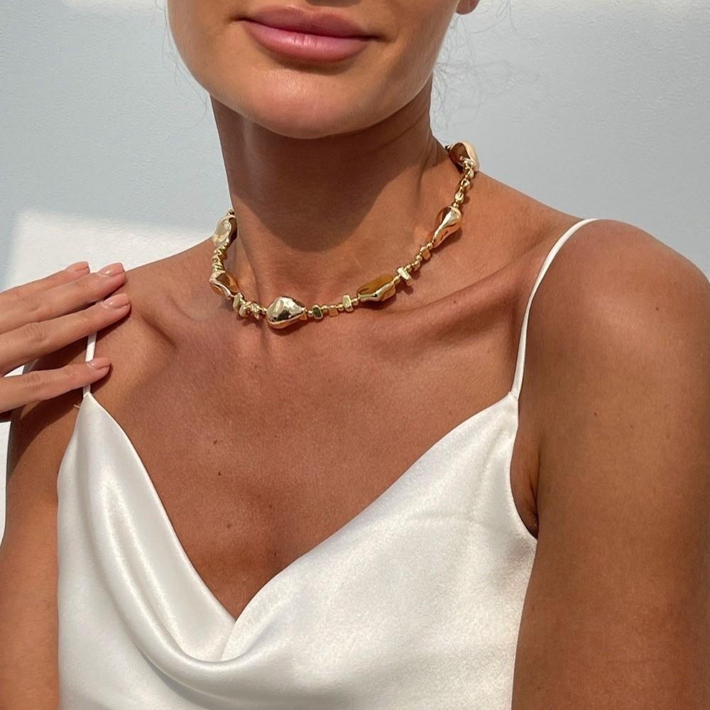 Boho Bead Necklace Geometric Clavicle Chain Vintage Love Heart Choker  Ladies