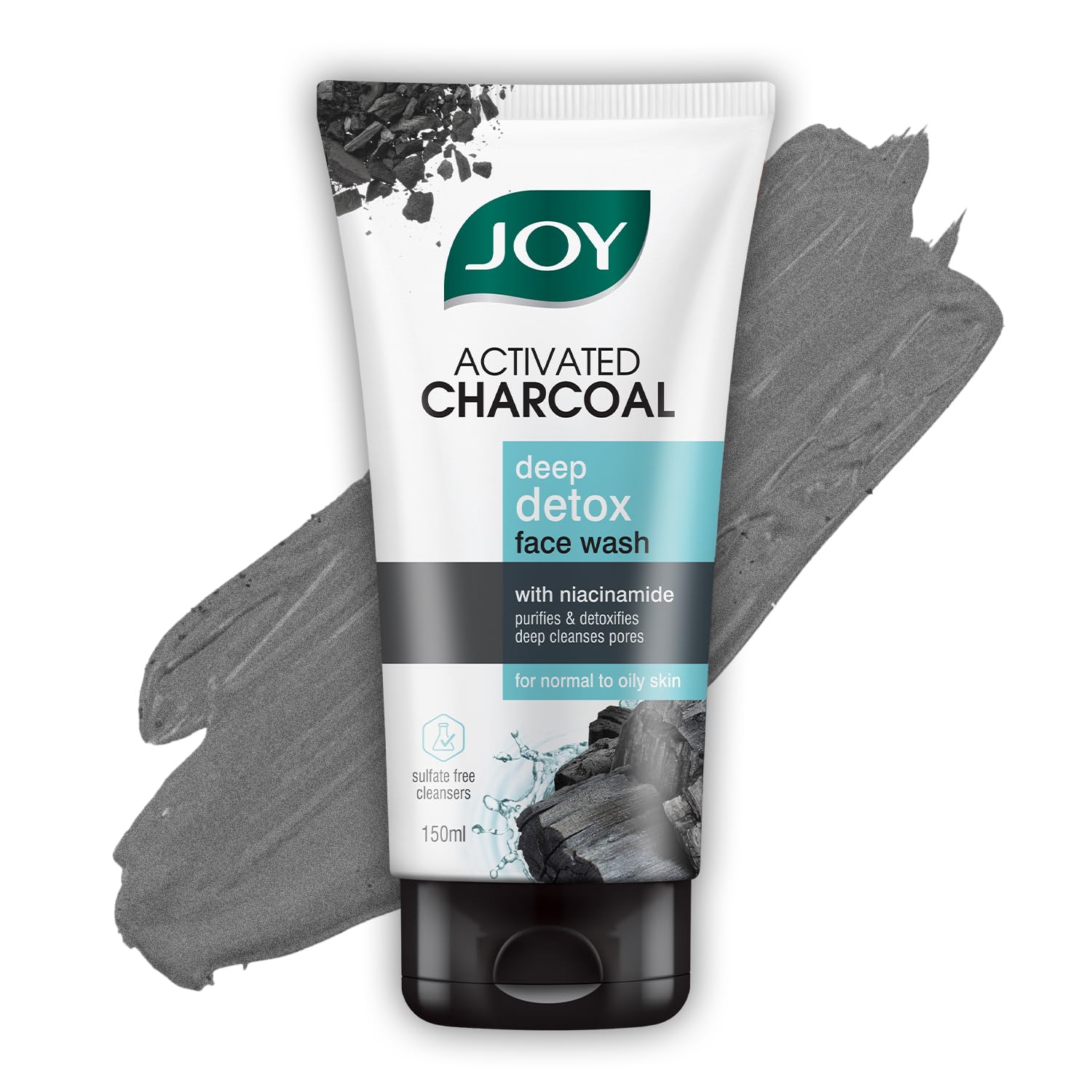 

Joy Activated Charcoal Face Wash 150ml Pack of 1 Deep Cleanse Detox Oil Control for Oily Skin
