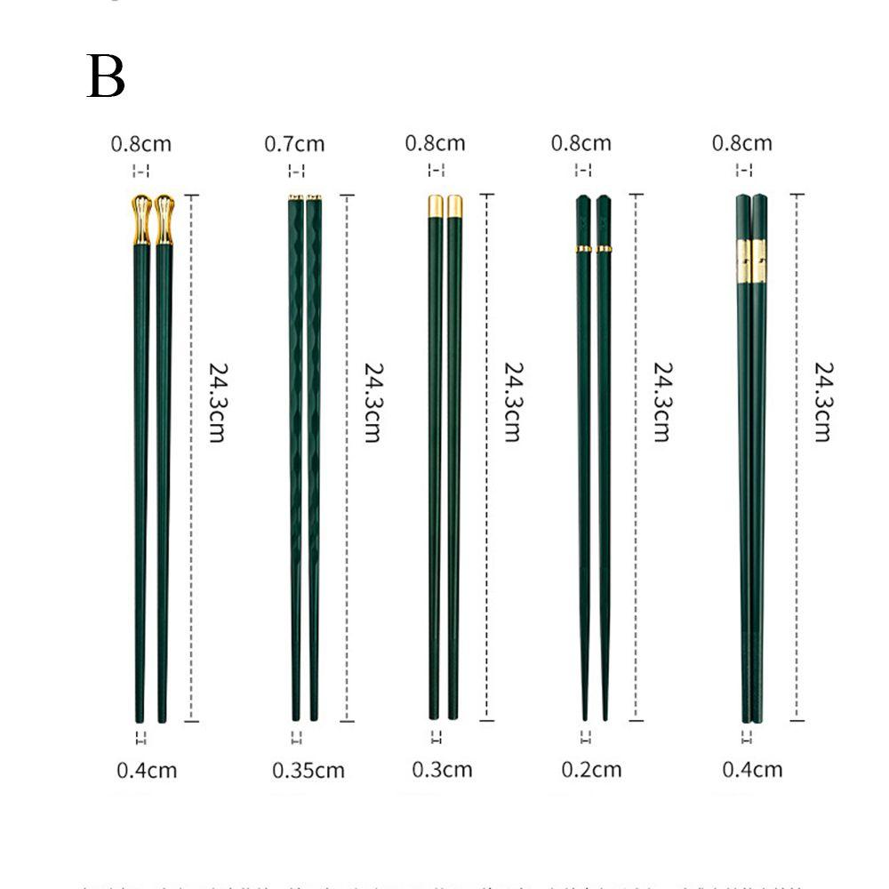 5 Pairs Reusable Non-slip High-temperature Tableware Chopsticks Sushi Noodles Eating Sticks Alloy Chopsticks