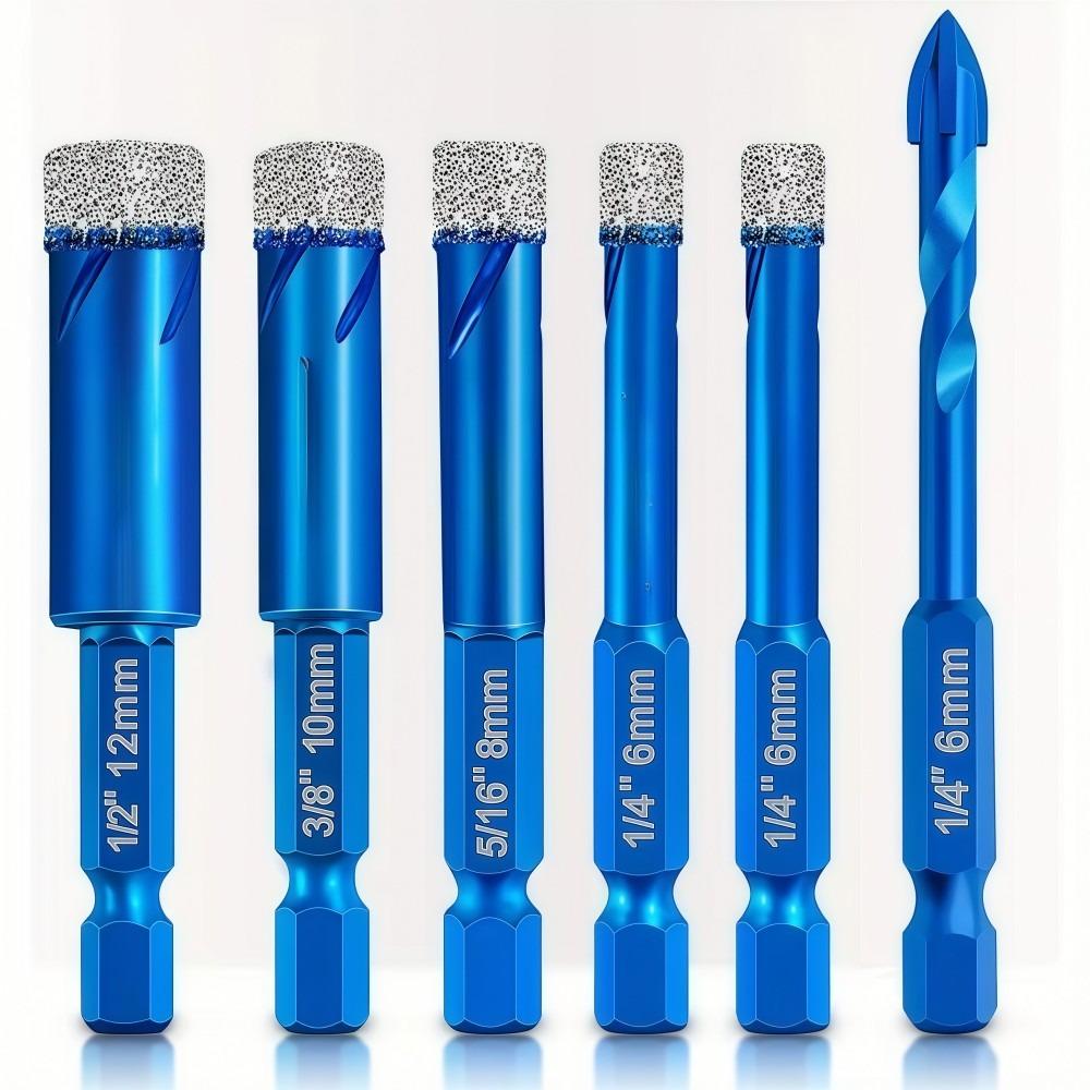 Dia 6/8/10/12MM Dry Tile Drilling Bit 1/4 Inch Granite Drilling Bit Glass, Ceramics, Marble, Etc