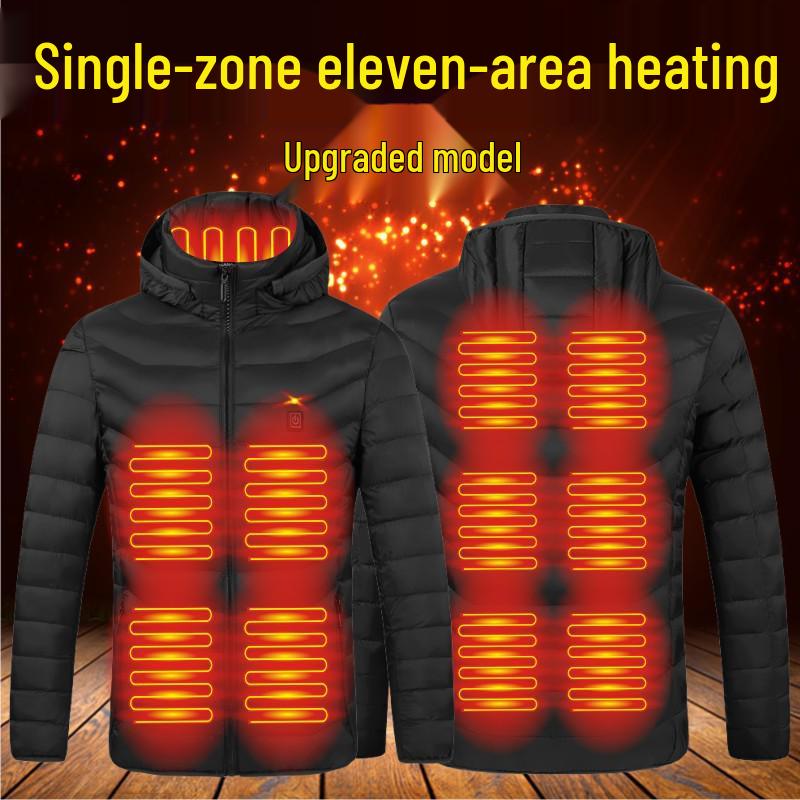 Veste en coton chauffante unisexe avec double contrôle intelligent, chauffage 11 zones, technologie portable, grande taille disponible