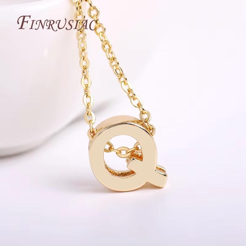 Gold Plated Brass Metal Initial 26 Letters Pendants Pendants Necklace For Women Jewelry Accessories Thin Chain Necklaces Female