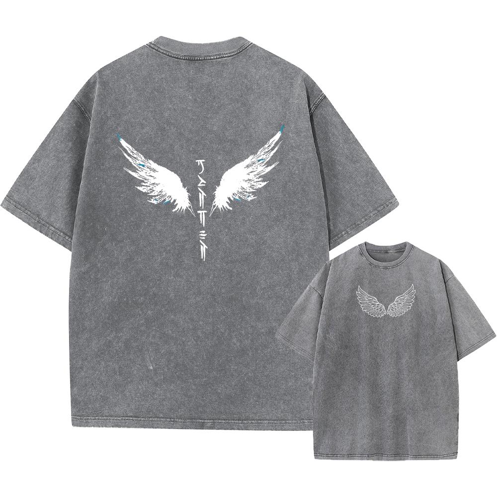 

Mens Wing Print Washable TShirt Casual Stylish Comfortable Pure Cotton Short Sleeve Street Style Hip Hop Machine Washable S
