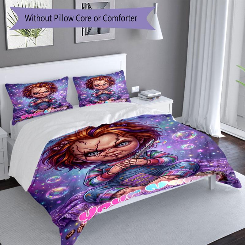 3PC Custom Name "Chucky's Bubble Adventure" Bedding Set Printed  Bedding Set Duvet Cover Closure Includes 1 Duvet Cover & 300 Pillowcases for Bedroom