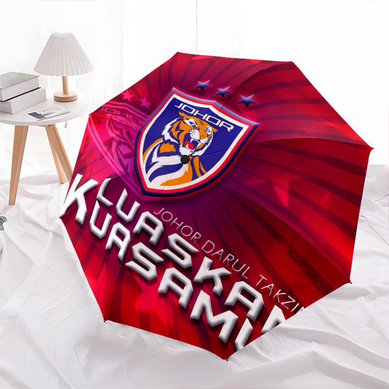 Johor Darul Ta'zim FC  Pattern, Automatic Folding Umbrella, Portable and Foldable Design, 8 Ribs, a Christmas or Birthday Gift.