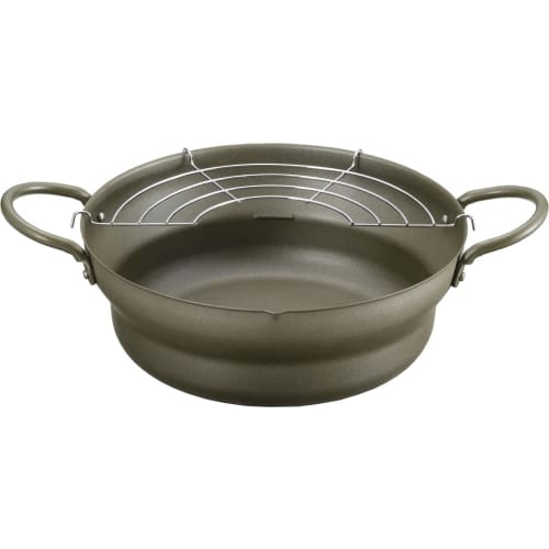 Tamahashi Kararitei Tempura Pan with Drainer, 28cm, Induction and Gas Compatible, Wide Mouth, Lightweight, with Strainer, Made in Japan, for Deep Fryi