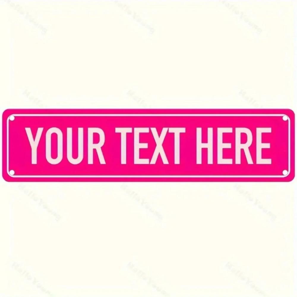 Custom Hot Pink White Retro Street Sign Metal Plaque Decor