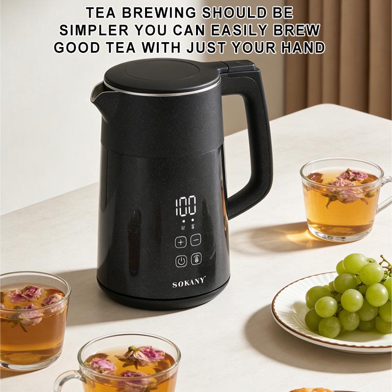 European Standard 2200W Electric Kettle, 1.7L Capacity, Touch Screen, 304 Stainless Steel, Rapid Heating.