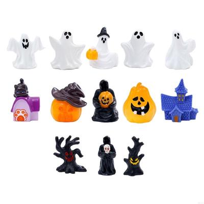 Halloween Resin Figurines 13pc Landscape Figures Pumpkin Decorative Set M68E