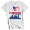 Philadelphia Pennsylvania Skyline American Flag Heart 4th of July T-Shirt