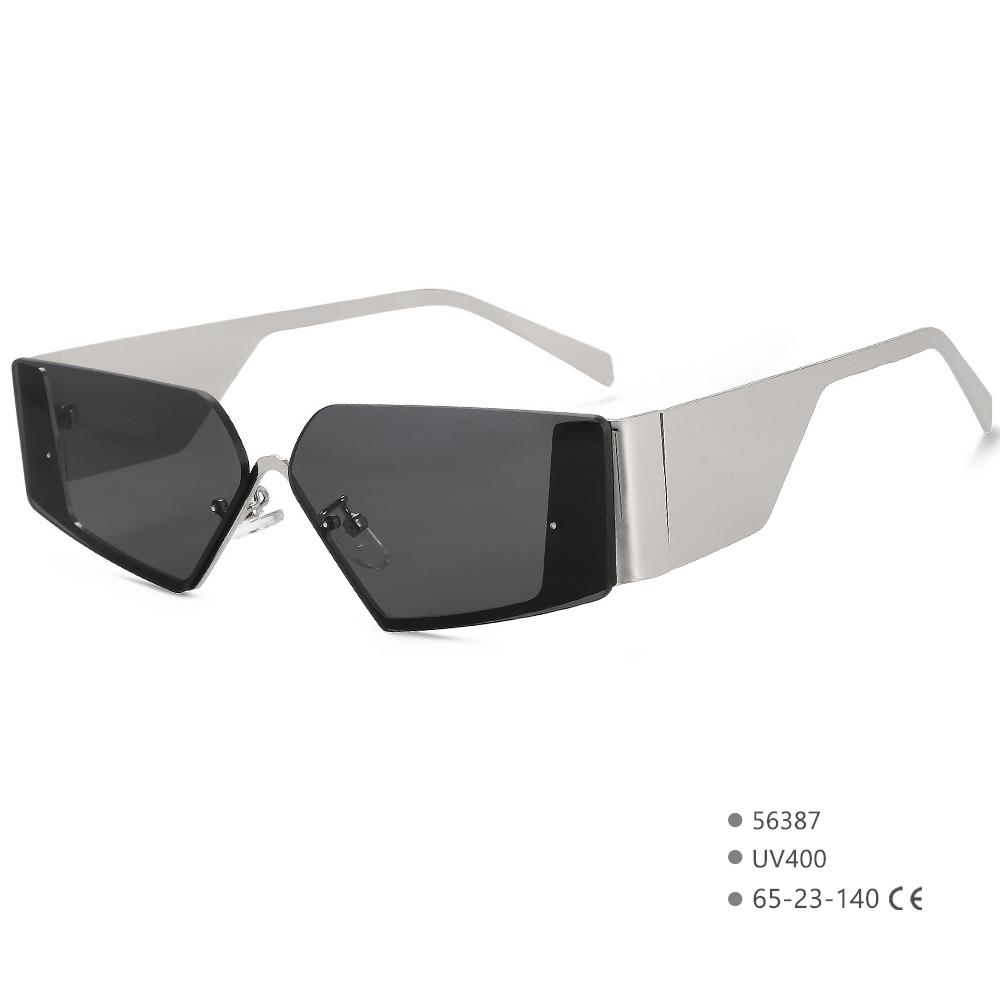 56387 Luxury Punk Rimless Sunglasses Women Brand Designer Half Frame Sun Glasses Men Goggle Shades Uv400 Fashion Black Eyewear