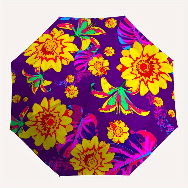 

1pc Floral Pattern Automatic Opening/closing umbrella, Reinforced 8-Rib Construction, Compact Travel Umbrella yy250808161