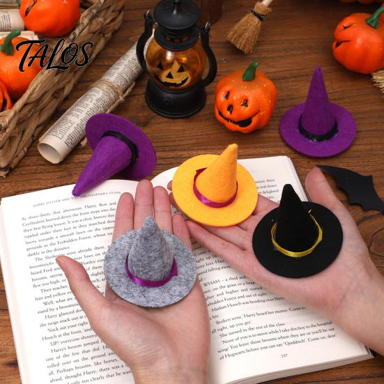 Felt Witch Hat for Party Favors 2 Pcs Mini Hats, Cute Tiny Wizard Wine Portable Ornaments Bottle Topper Halloween Favors, DIY Crafts, Home Table Decor