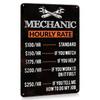 1pc, Mechanic Hourly Rate Metal Tin Sign, Wrench Tools Retro Poster, Garage Workshop Decoration, Home Repair Shop Plaque