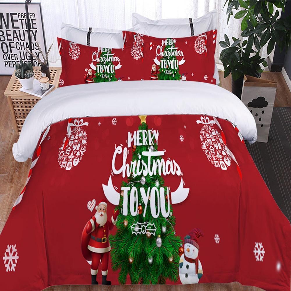 

Santa Elk 3-Piece Bedding Duvet Cover Single Double Bedroom Decoration Christmas Gift Light Comfortable 3D3-Piece Set EU Single(135*200cm)3pcs