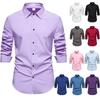 Men's Comfortable Solid Color Shirts Long Sleeve Shirt Casual Business Shirt for Men Lightweight Work Breathable Lapel Shirts