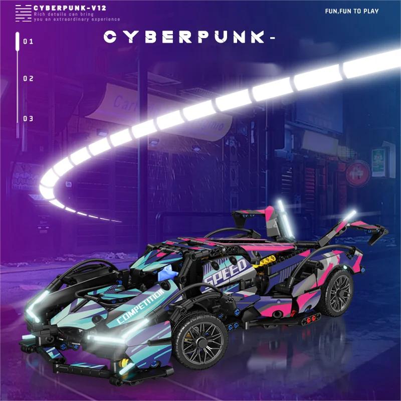 Technical Hypercar cyberpunkRacing Car Building Blocks, Sportcar Brick For Boy Adult