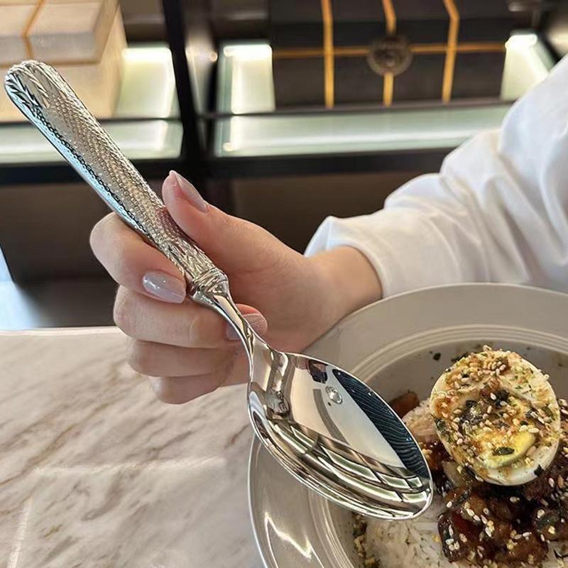 5 ks Vysoce kvalitní nerezová ocel 304 západní příbory kování pšeničný klas nůž vidlička lžíce extra silné nádobí sada nádobí