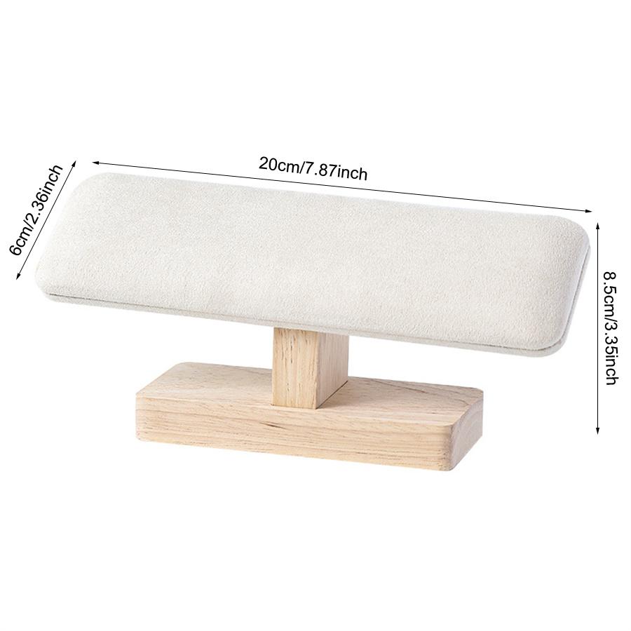 Wooden Base T-Shaped Velvet Bracelet Display Rack Bangle Watch Hairband Jewelry Storage Stand Holder Organizer